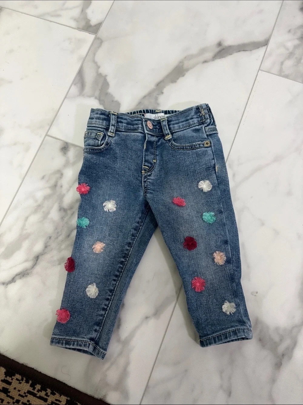 Gymboree Denim Jeans with Multicolor Pom-Poms